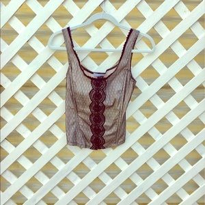 Boned tank top with lace cover