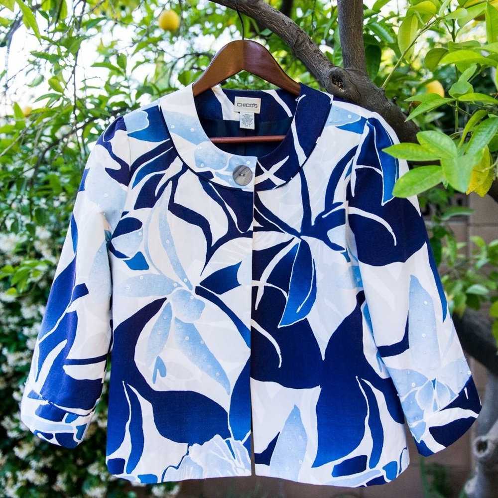 Chico's Floral Jackie O Blazer