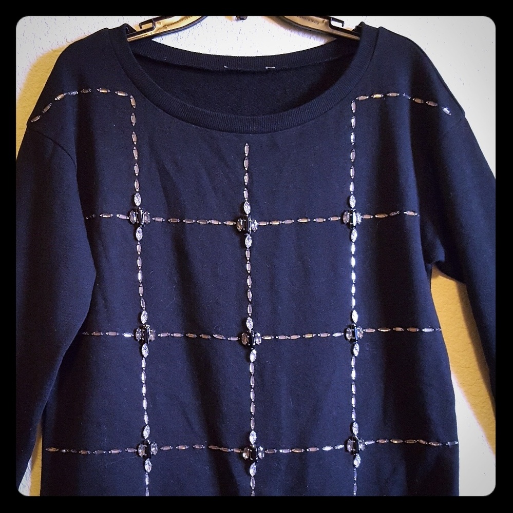 Black Jeweled Sweat shirt