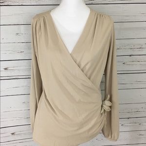 Tan Faux Wrap Top
