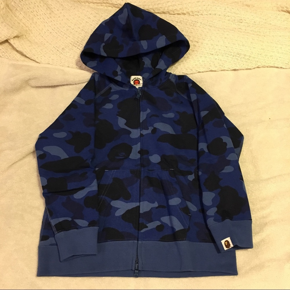 BAPE KIDS Blue Color Camo Zip Hoody