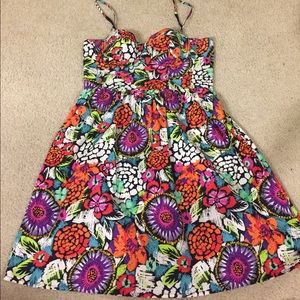 Corset top floral dress with spaghetti straps