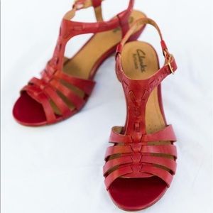 Clarks Evans Addy Sandal on Stacked Heel