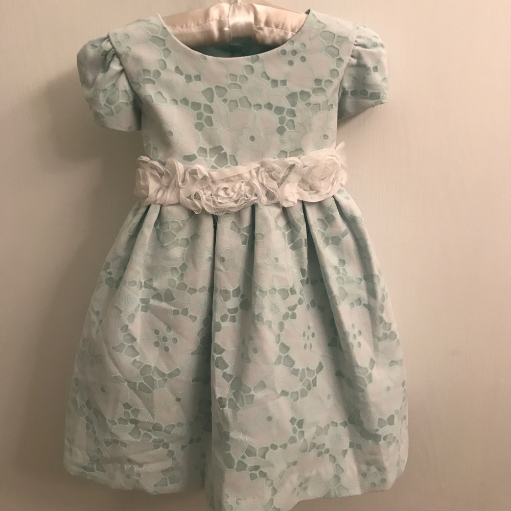 Mint green baby dress and bloomer set