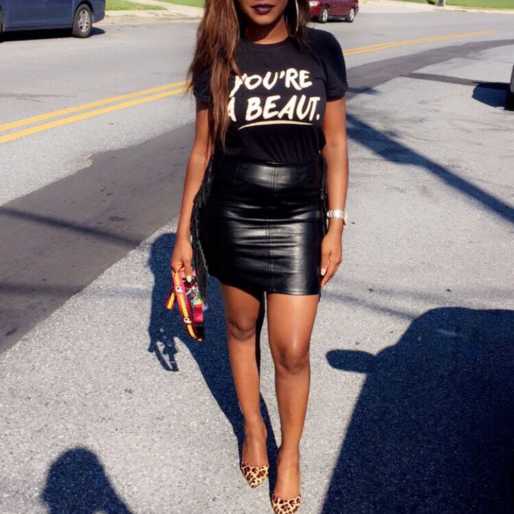 Mini leather skirt