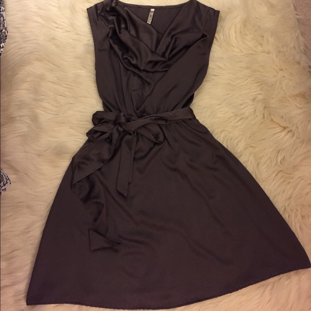 Metallic, satin dress