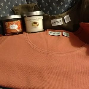 🤣SOLD🤣BUNDLE: Two CHICO'S TEES/ CANDLES