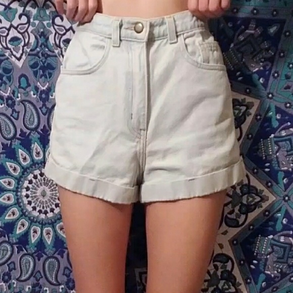 Light Denim High Waisted American Apparel Shorts - Picture 1 of 3