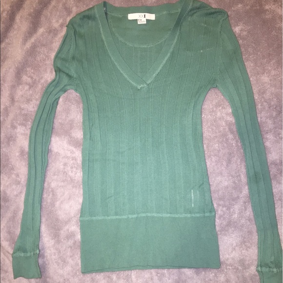 Teal V-neck Sweater - Picture 1 of 1