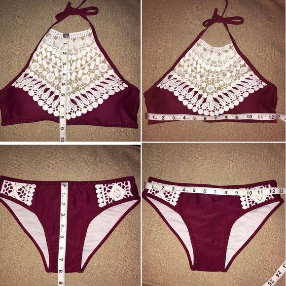 Crochet Bikini in Wine - Picture 2 of 8
