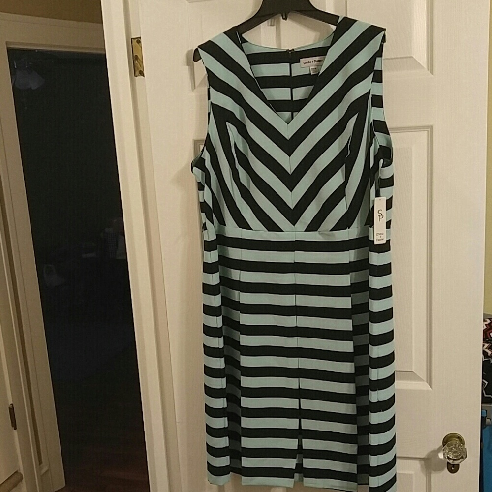 Aqua and Navy Skater Dress