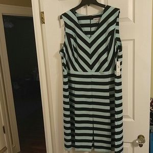 Aqua and Navy Skater Dress