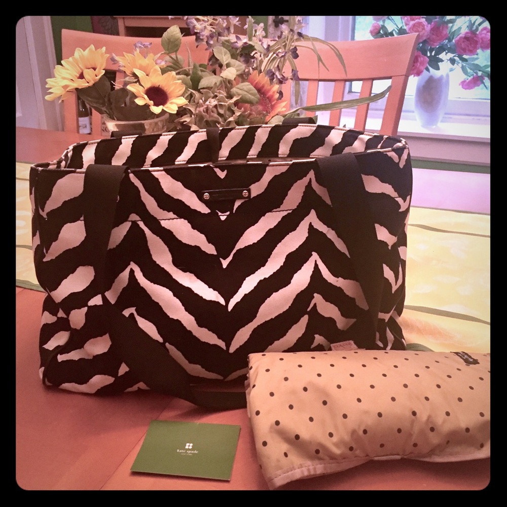 Kate Spade black and white zebra diaper bag