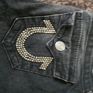 True Religion Bronze Studded Jeans