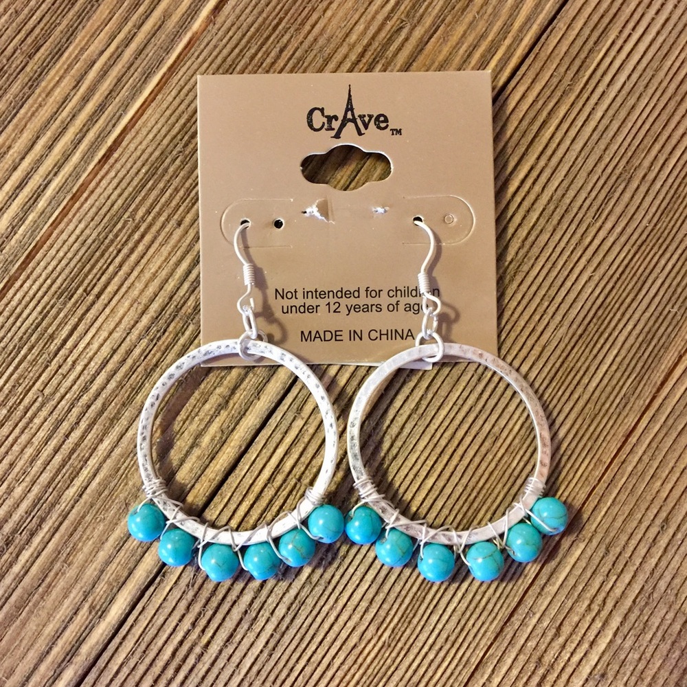 💠JUST IN !!💠 'TURQUOISE BEADED HOOP EARRINGS