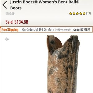 Justin bent tail woman's boot