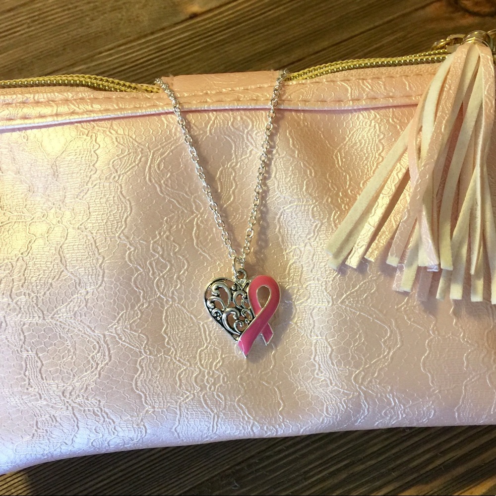 🎀JUST IN !! 🎀 SILVER-TONE PINK RIBBON NECKLACE