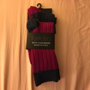 Maroon and navy cashmere socks