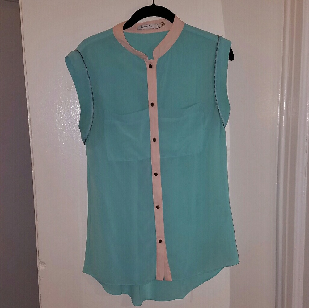 Blue blouse with zipper detail