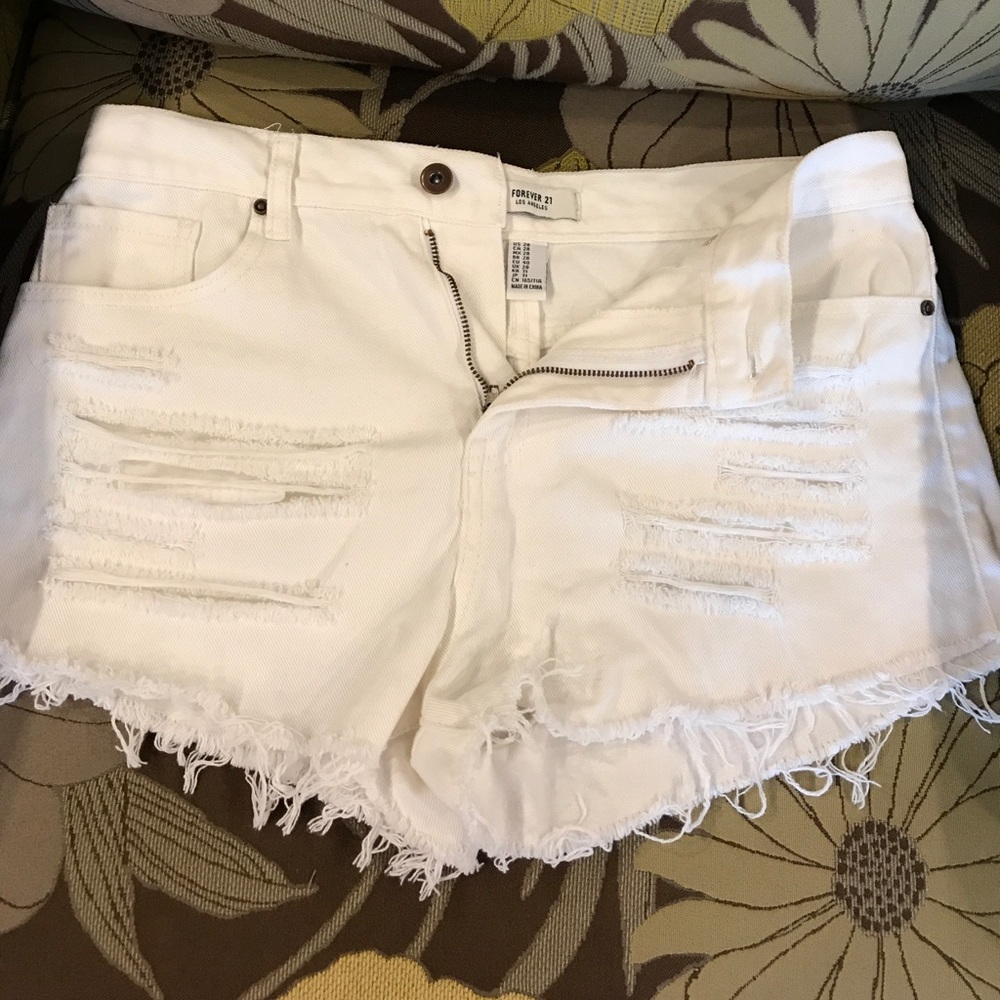 Forever 21 white denim shorts