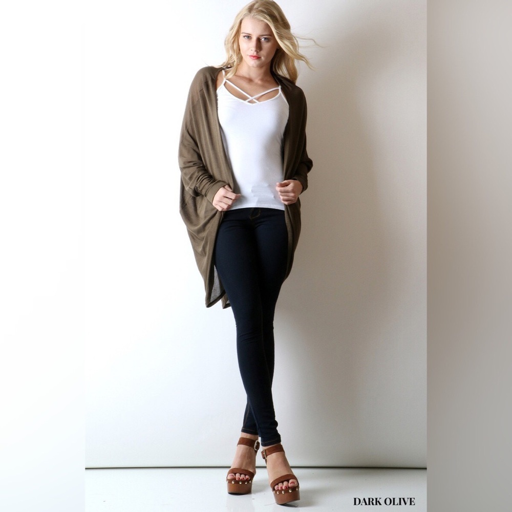 🛍 BOGO 🛍 1 Left Olive Lightweight Knit Cardigan