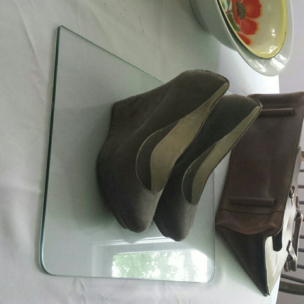 Grey suede wedges