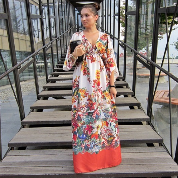 Zara Dresses & Skirts - Zara Kimono Sleeve Tropical Maxi