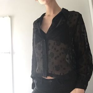 Sheer Black Rose Vintage Top