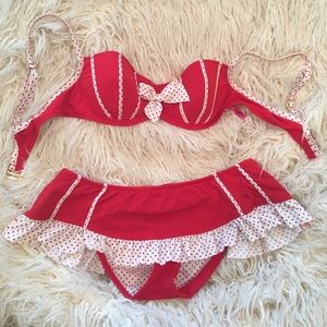 Betsey Johnson Swim - Red and White Dotted Bikini
