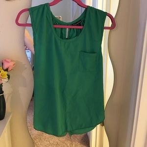 Criss-crossed open back green tank