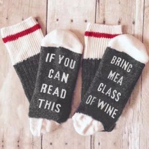 Bring Me A glass of Wine Socks - Dark Gray