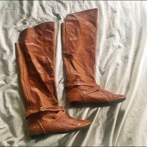 Brown leather over the knee boots