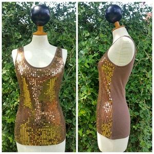 Express Brown Sequins Tank Top