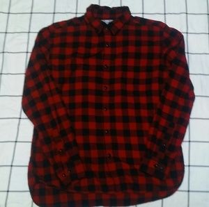 Uniqlo mens plain flannel red button down large