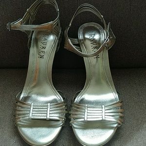 Ralph Lauren Metallic ankle strap heels