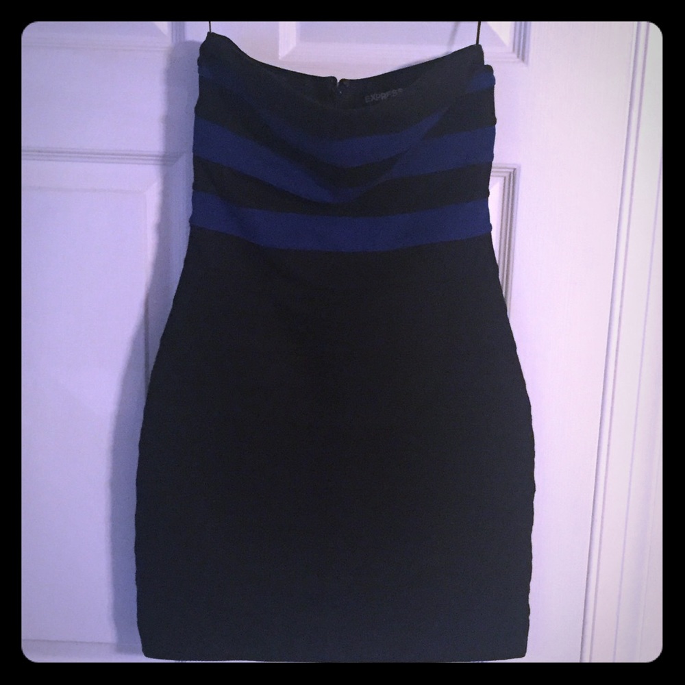Express cocktail dress black royal blue