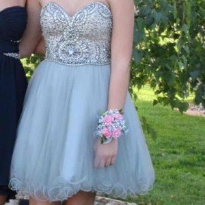 grey/ silver formal dress