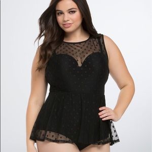 Torrid Polka Dot Mesh One Piece Swimsuit