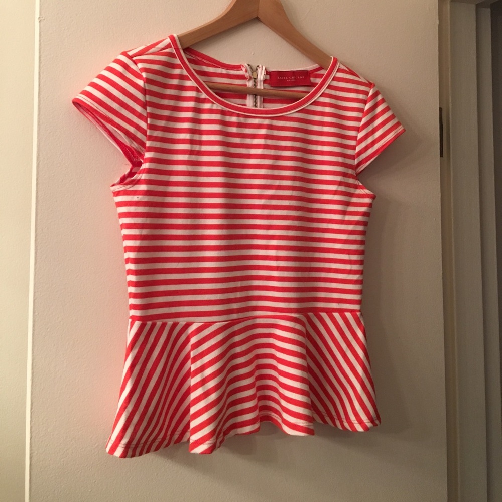 Akira peplum striped top