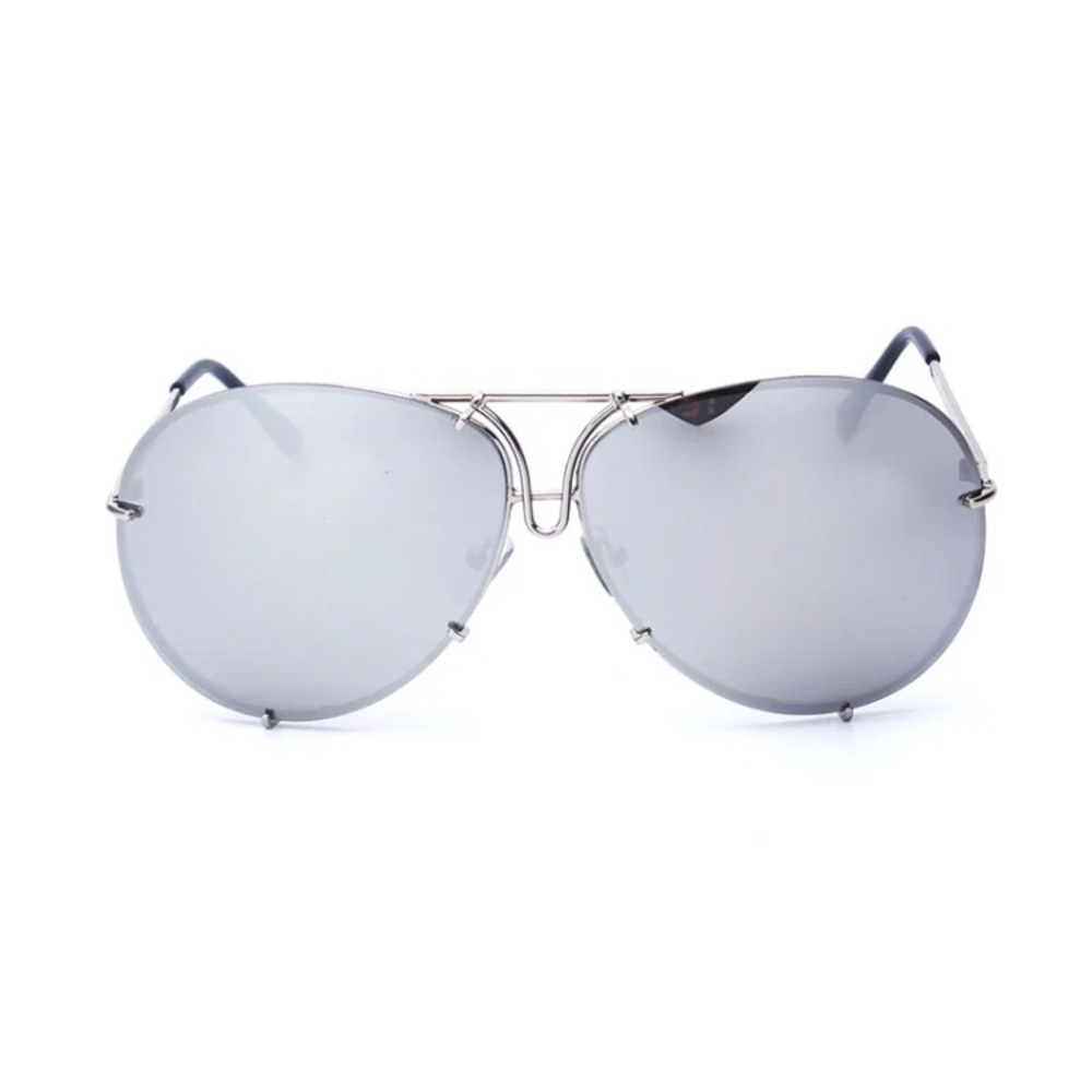 Oversized Silver Mirrored Sunglasses