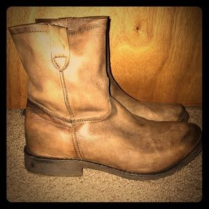 Brown leather ankle boots