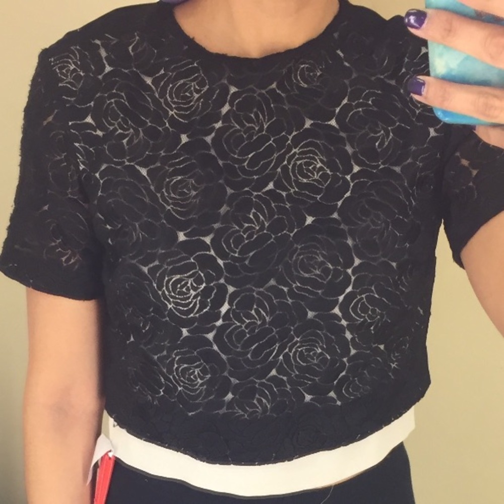PM EDTR๐HPx2๐A.L.C. Thompson Floral Lace CropTop - Picture 3 of 7