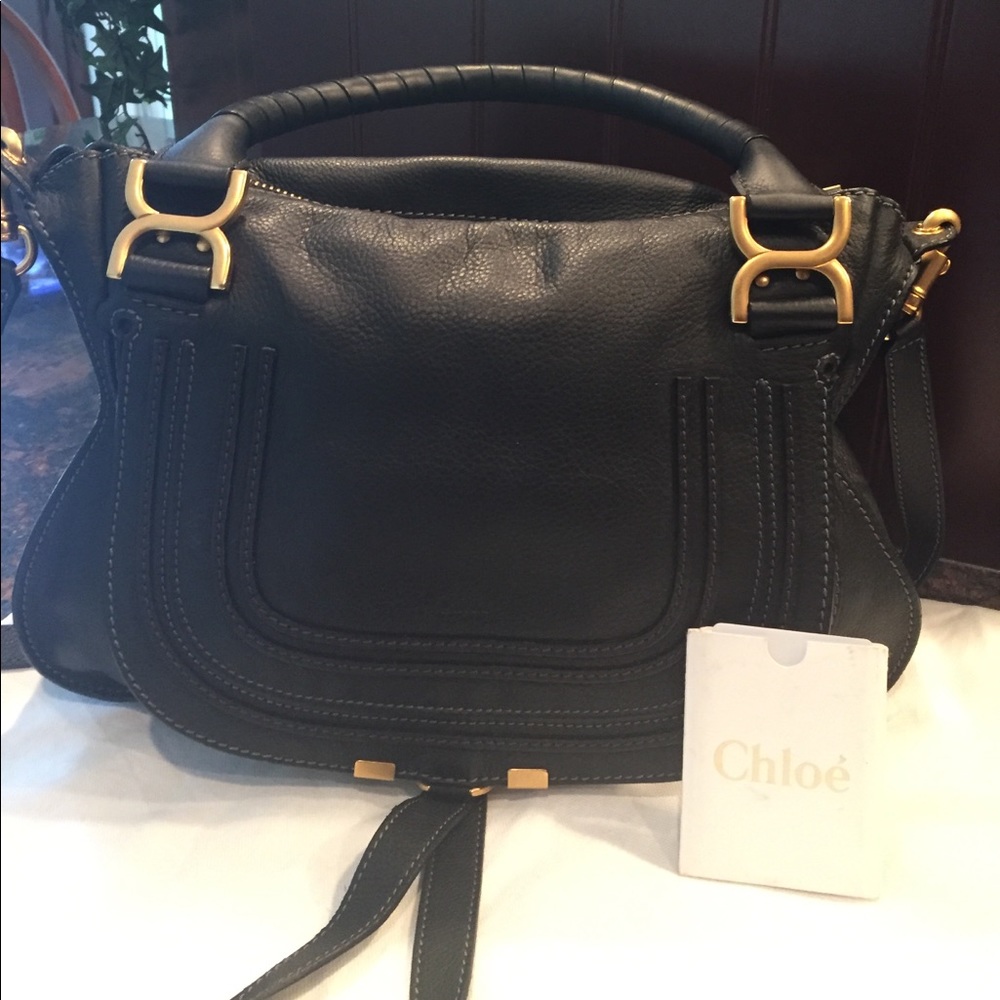 Authentic Black Calfskin Leather Chloe Bag