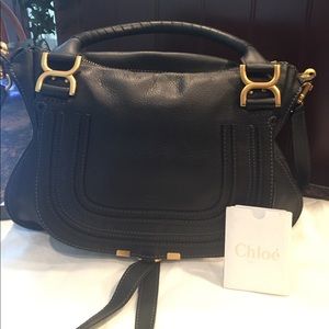 Authentic Black Calfskin Leather Chloe Bag
