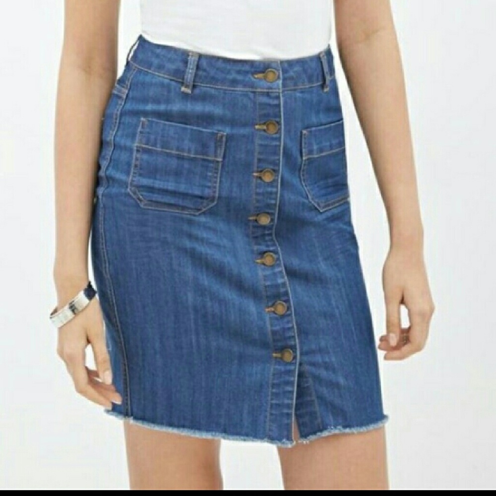 Life in Progress Button Denim Skirt