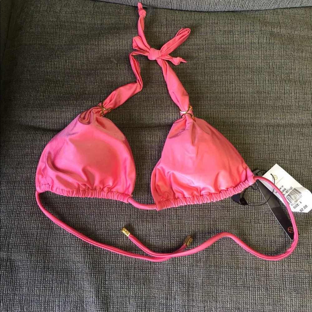 NWT VIX guava bikini top with gold hardware