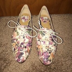 Leather floral flats