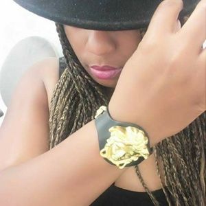 Exclusive Gold Versace medusa belted bracelet