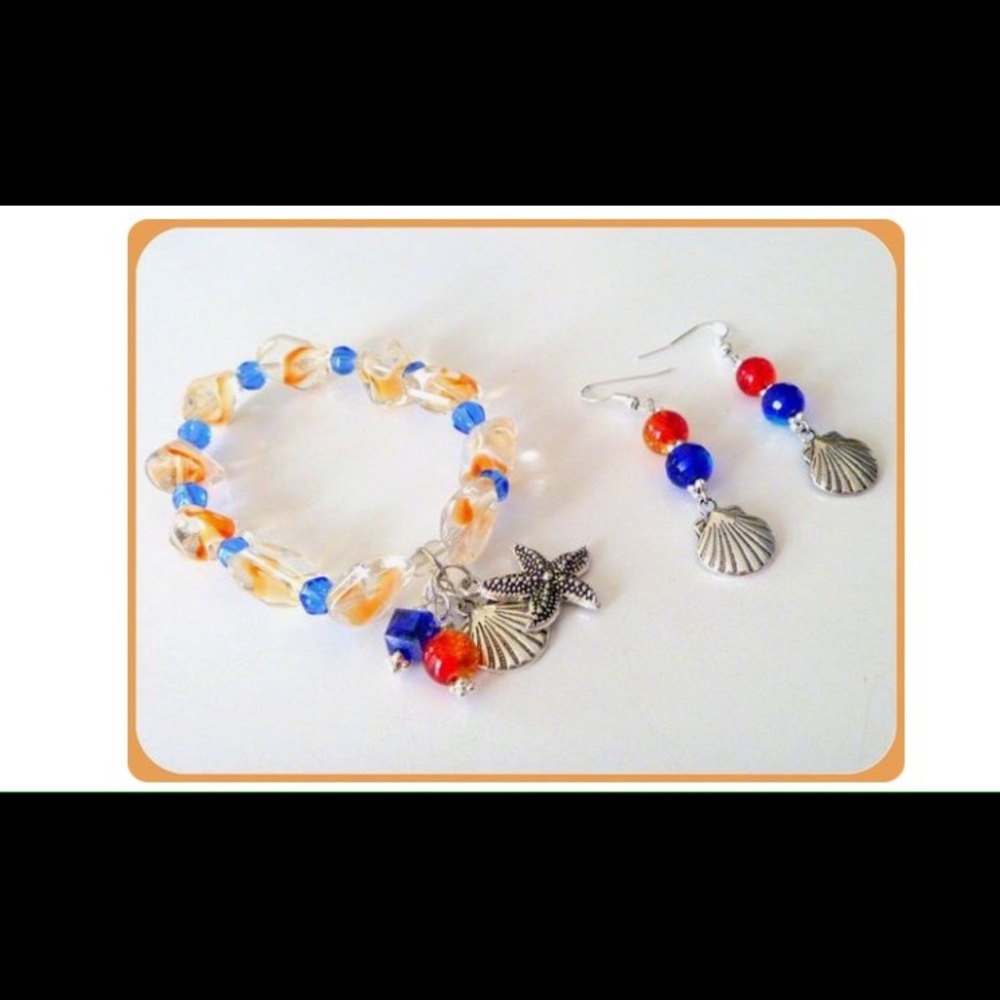 New handcrafted nautical bracelet earrings set