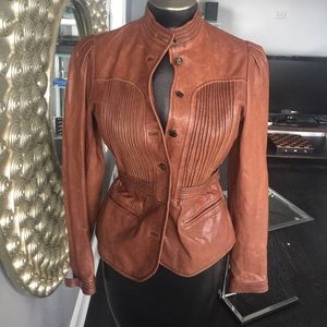 Tracy Reese brown leather jacket